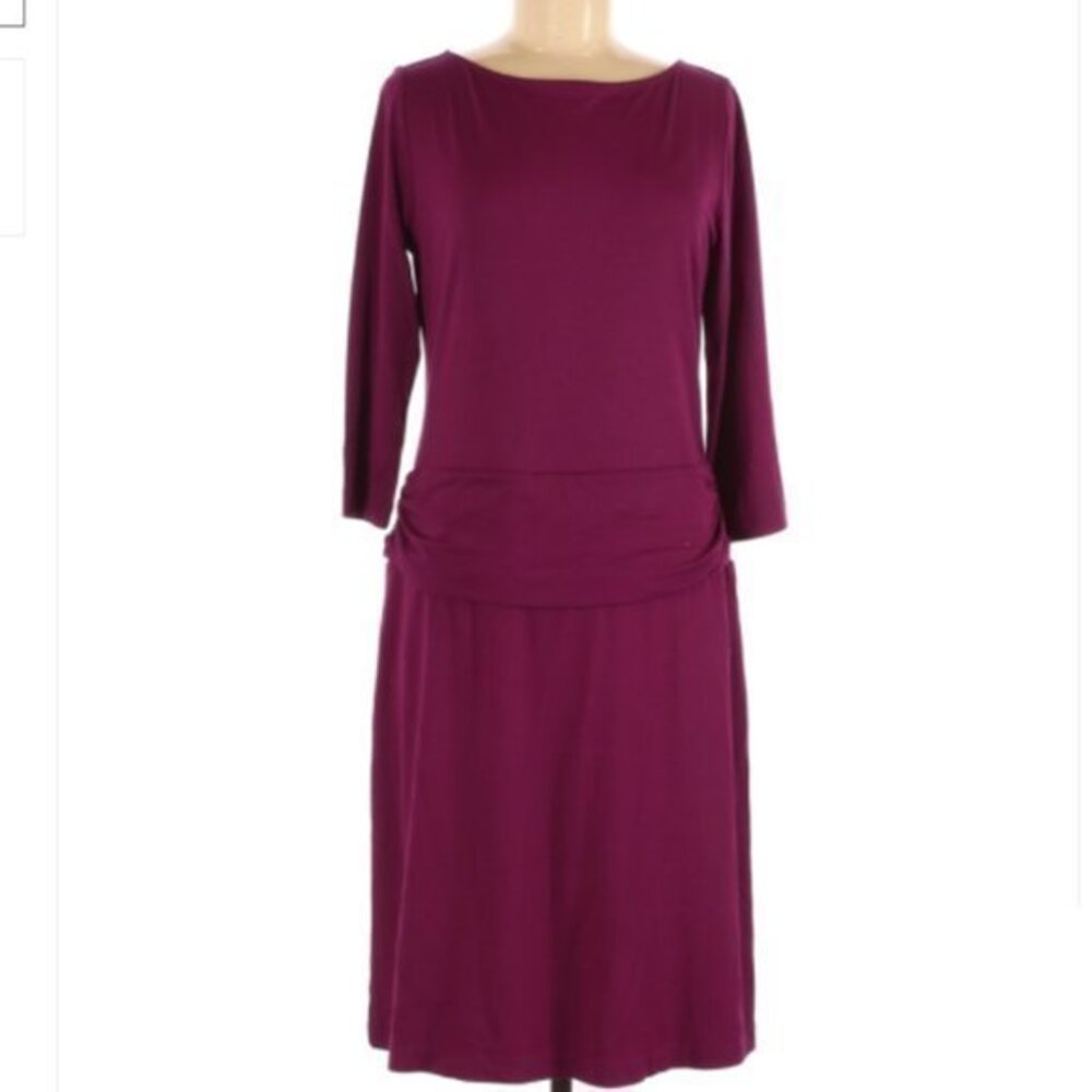 🔴4/$25 Talbots Petite Dark Pink Long Sleeve Dress Sz M